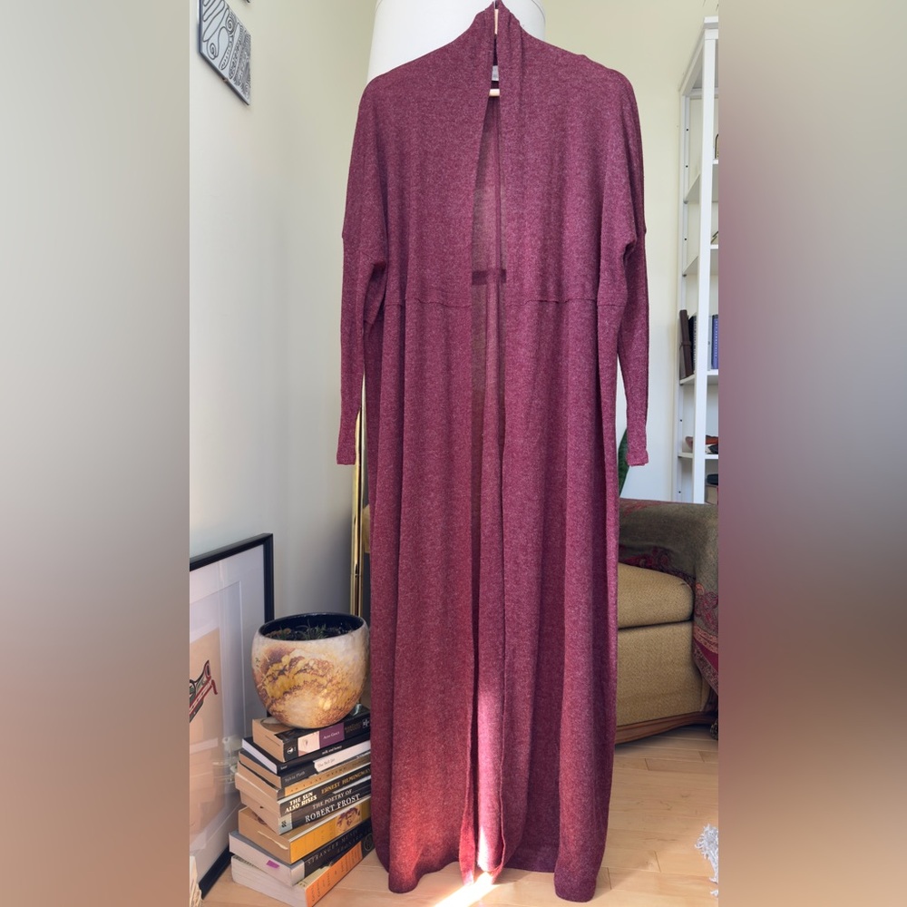 Silence & Noise Maroon Longline Maxi Cardigan| US S